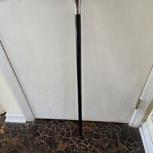 Black Walking Cane with Silver Handle